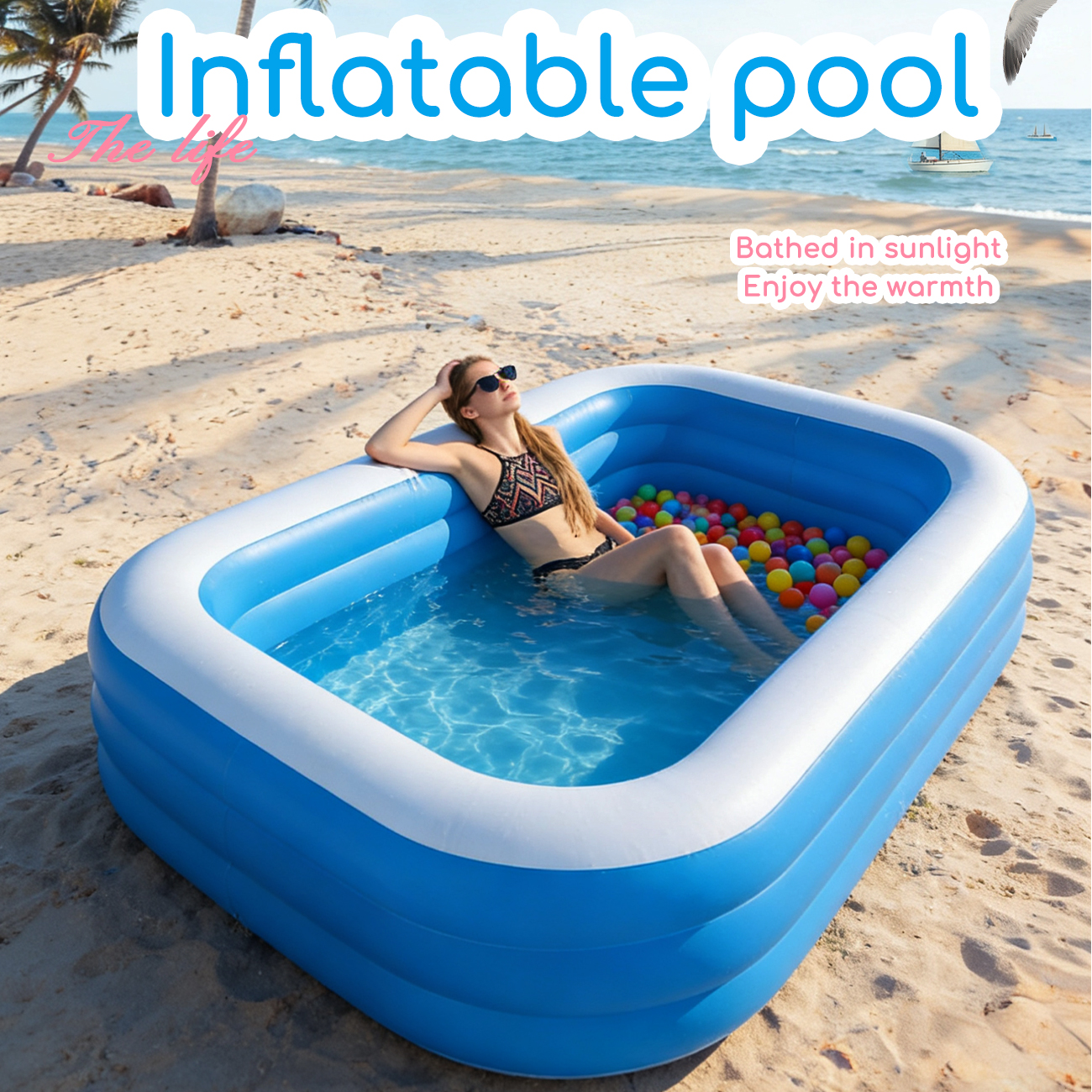 Kids Outdoor Pool - Inflatable Pool for Kids and Adults,