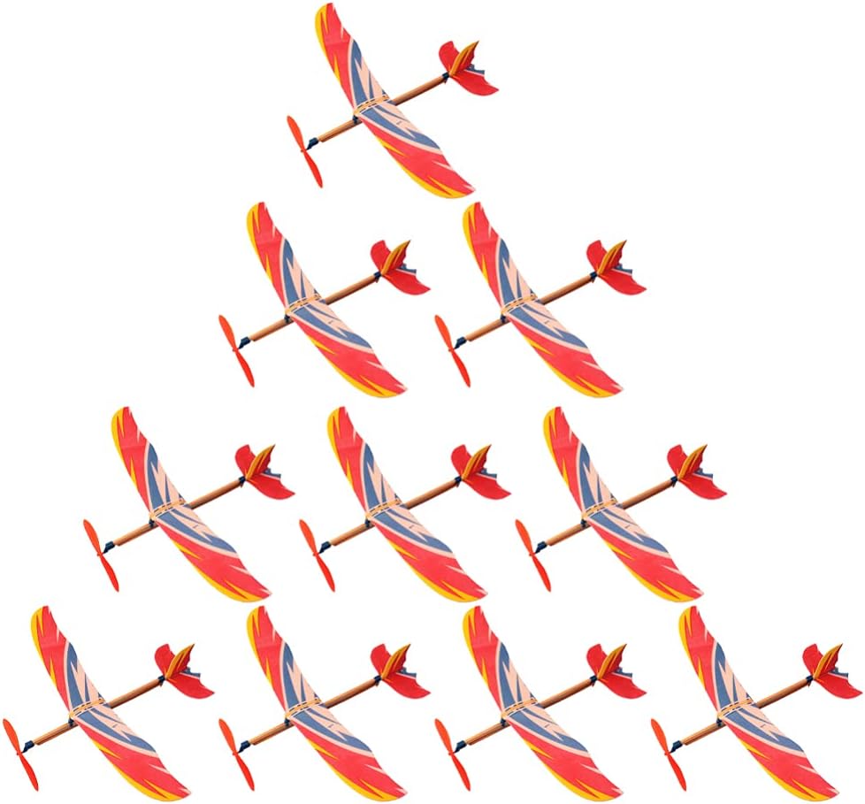 Kids Outdoor Activity Set - 5/10Pcs Rubber Band Powered Airplane Model