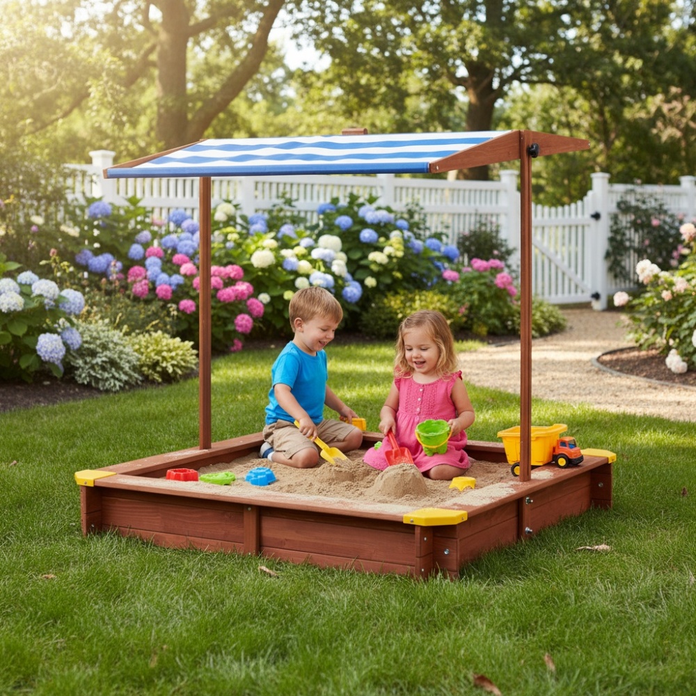 Kids Outdoor Water Table - Wooden Kids Picnic Table, Sand and