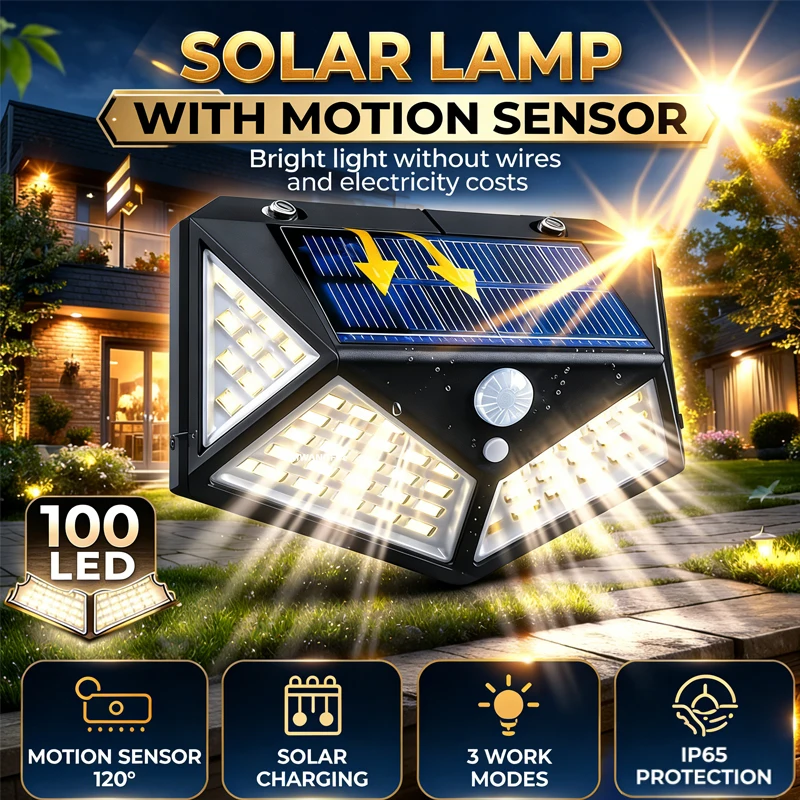 Balance Beam Outdoor - 1-4PCS 100LED Solar Flood Wall Lights