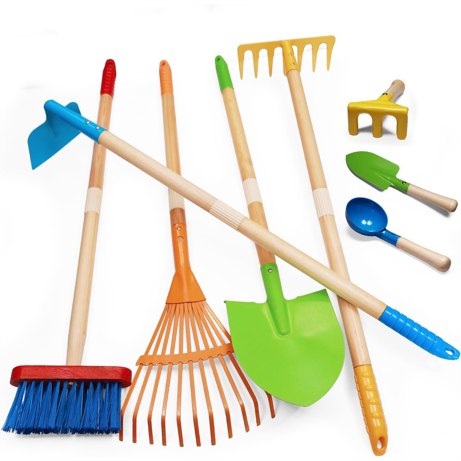 Kids Outdoor Yard Tools - Toddler Gardening Tools, 8PCS Kids Rake
