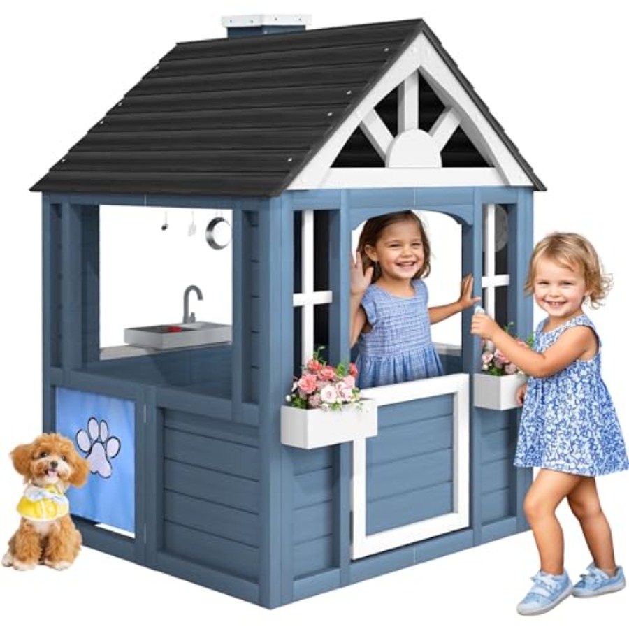 Kids Outdoor Sink - Outdoor playhouse for kids cedar wood
