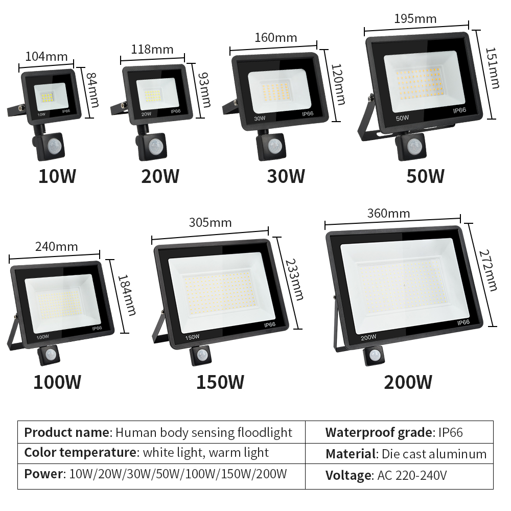 200W LED PIR Motion sensor flo - Balance Beam Outdoor のレビューと価格