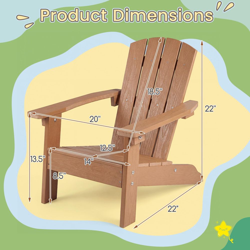 Kids Adirondack Chair, AllWeat - Kids Outdoor Lawn Chair のレビューと価格