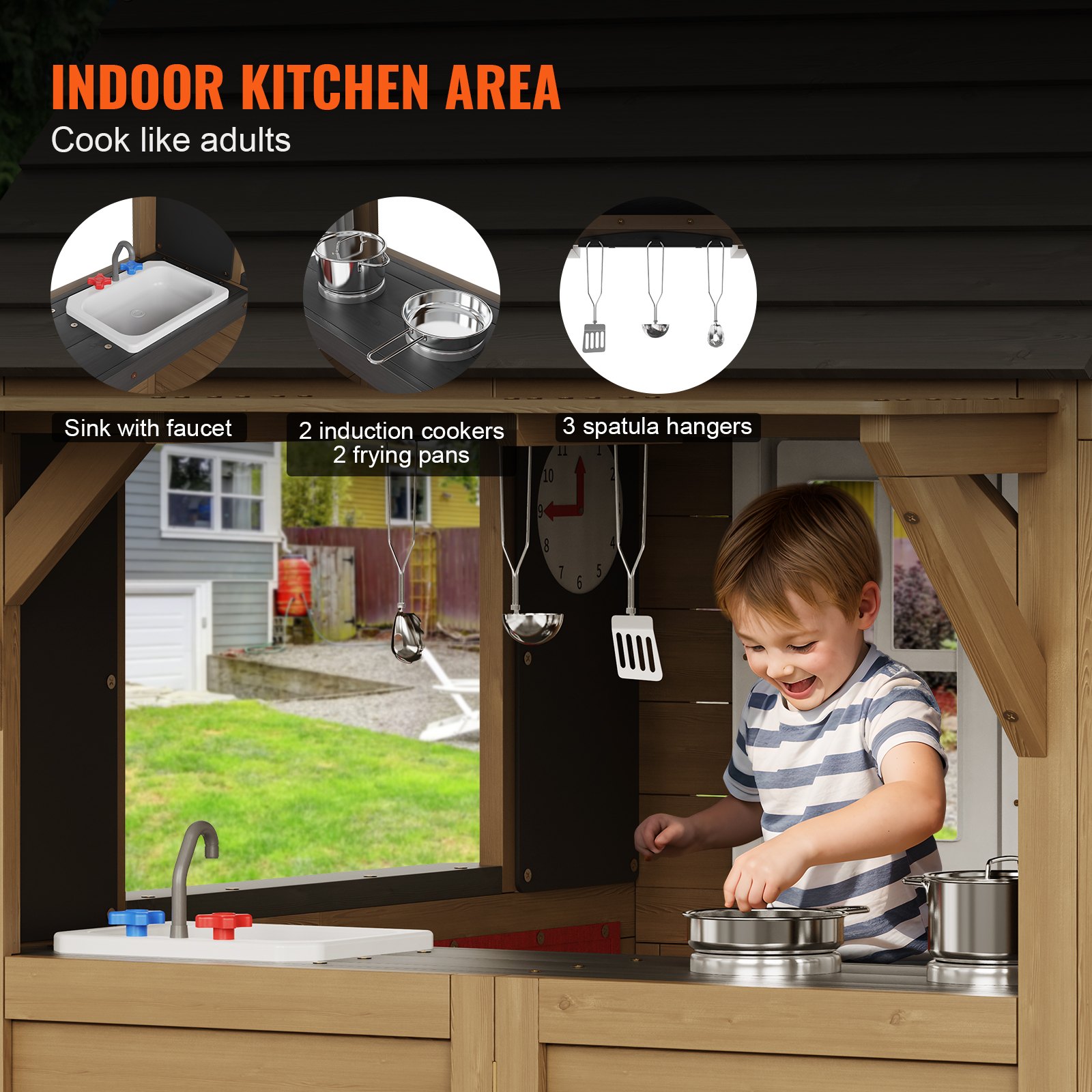 Outdoor Wooden Playhouse Kids  - Kids Outdoor Sink のレビューと価格
