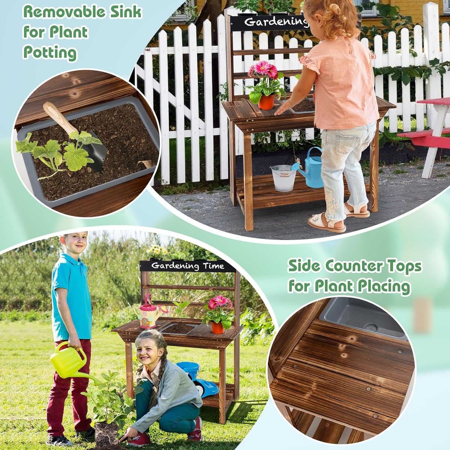 Mud Kitchen, Fir Wood Kids Pot - Kids Outdoor Sink のレビューと価格