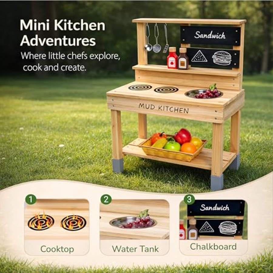 Outdoor wooden mud kitchen for - Kids Outdoor Sink のレビューと価格