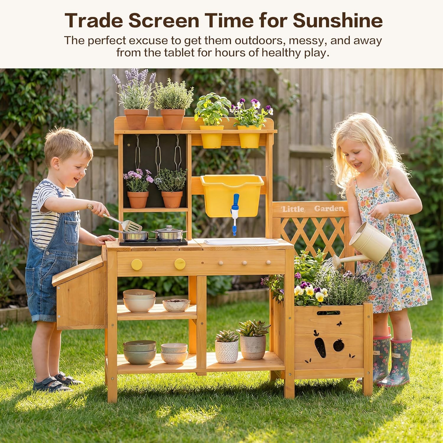 Wooden Mud Kitchen for Kids, O - Kids Outdoor Sink のレビューと価格