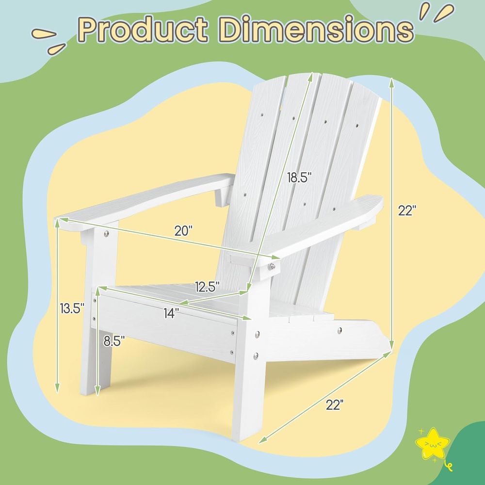 Kids Adirondack Chair, All-Wea - Kids Outdoor Lawn Chair のレビューと価格