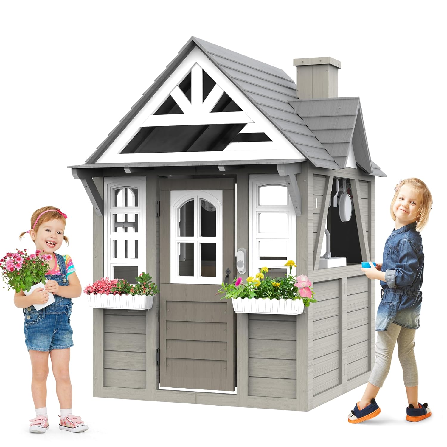 Outdoor Kids Playhouse, All Fi - Kids Outdoor Sink のレビューと価格