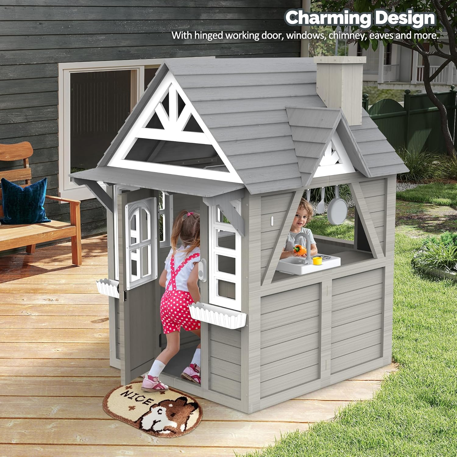 Outdoor Kids Playhouse, All Fi - Kids Outdoor Sink のレビューと価格