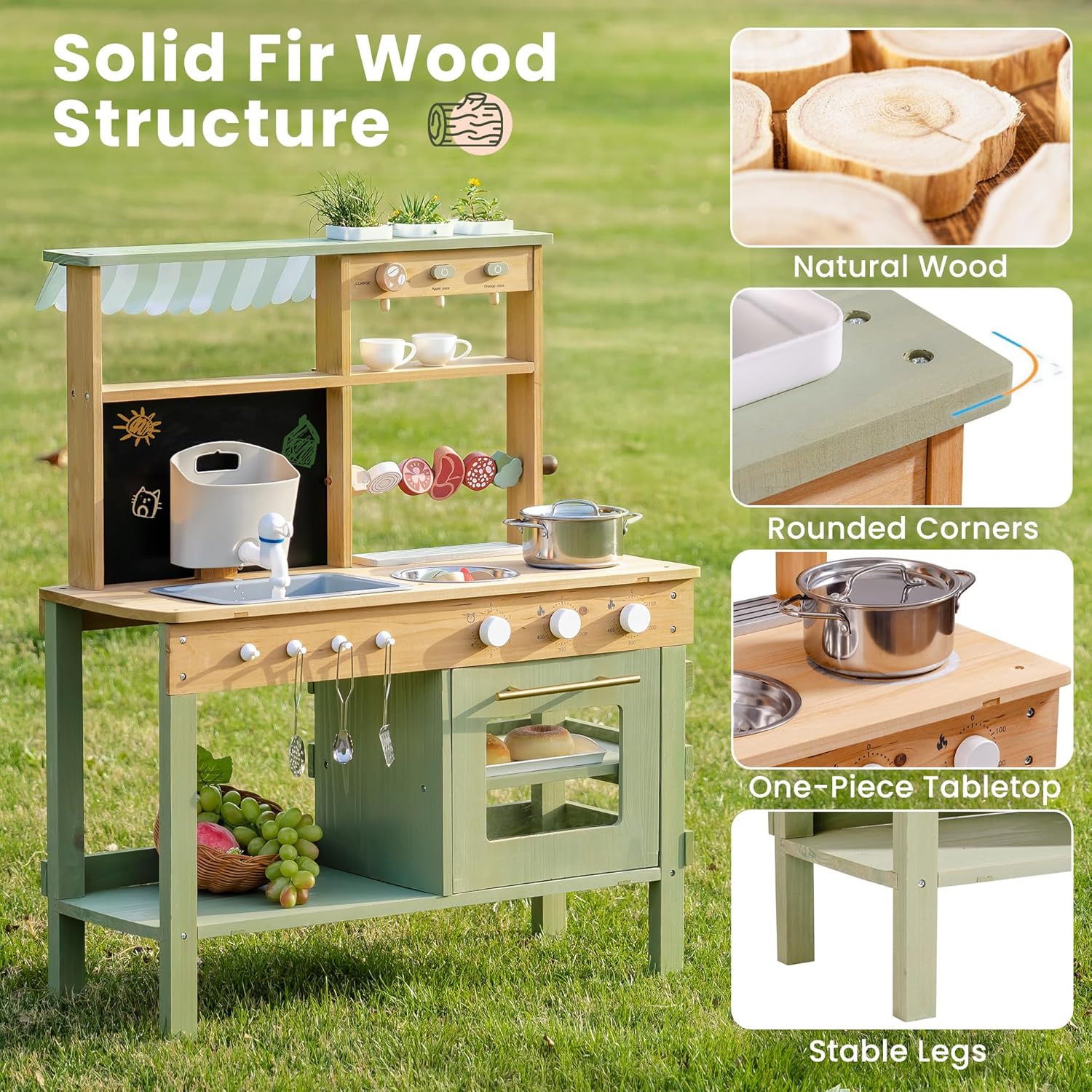 Wooden Mud Kitchen for Kids, O - Kids Outdoor Bbq のレビューと価格