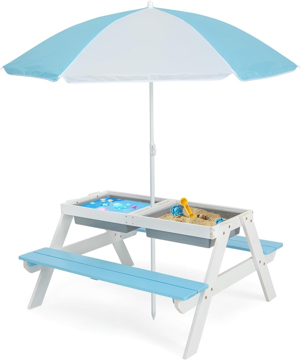 Kids Picnic Table, 4 in 1 Outd - Kids Outdoor Water Table のレビューと価格