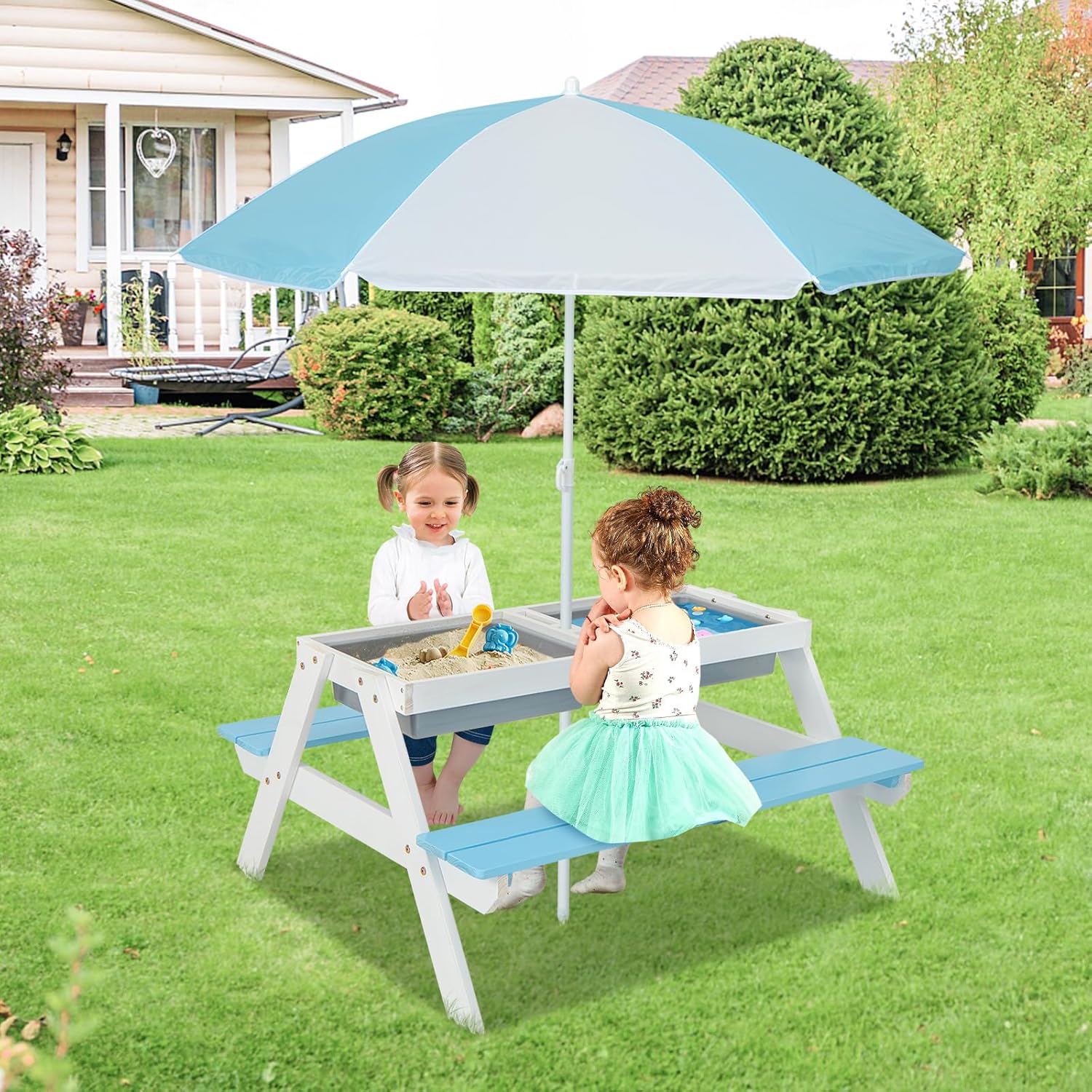 Kids Picnic Table, 4 in 1 Outd - Kids Outdoor Water Table のレビューと価格