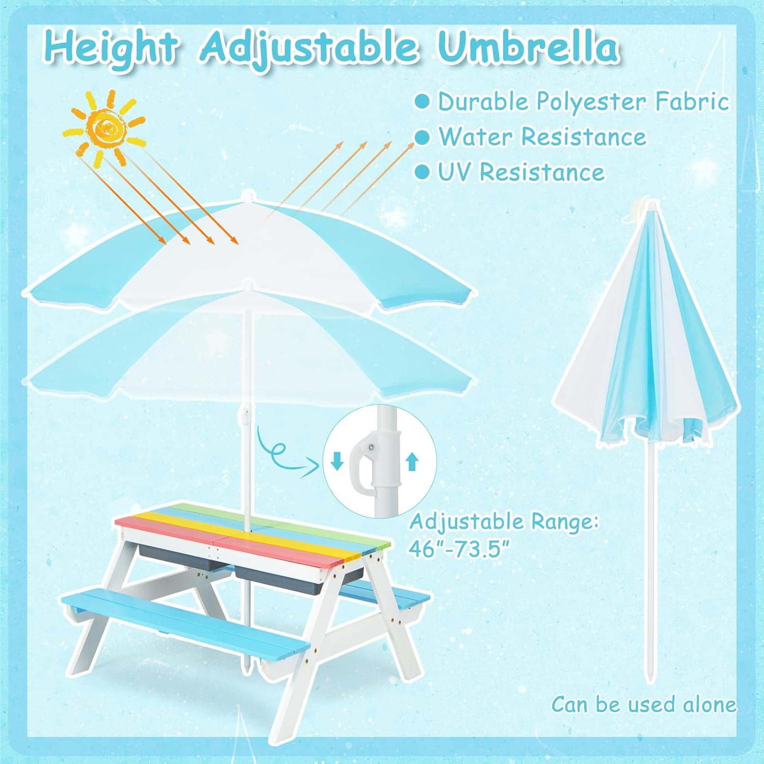 Kids Picnic Table, 4 in 1 Outd - Kids Outdoor Water Table のレビューと価格