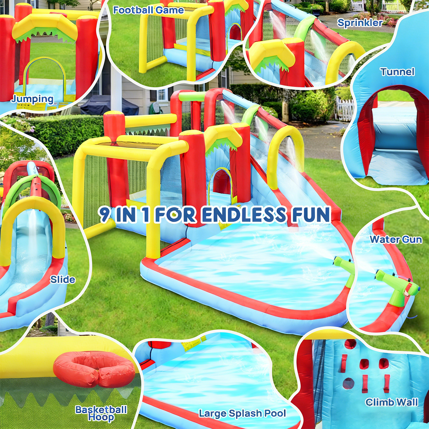 7in1 Inflatable Water Slide Pa - Kids Outdoor Pool のレビューと価格