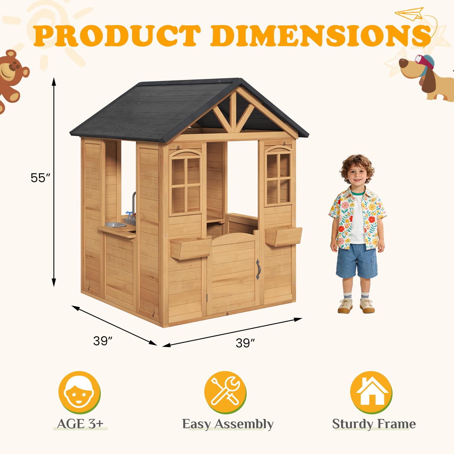 Wooden Kids Playhouse Outdoor  - Kids Outdoor Sink のレビューと価格