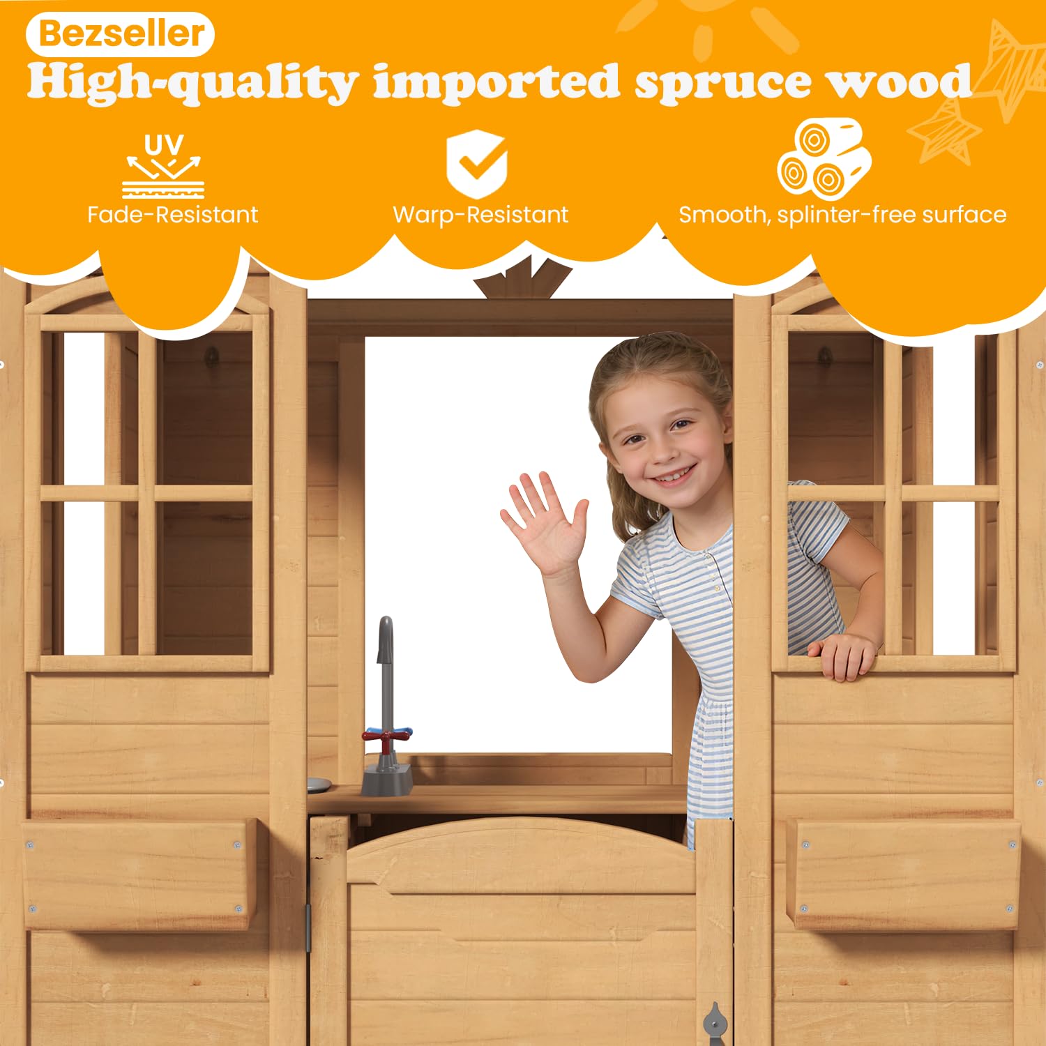Wooden Kids Playhouse Outdoor  - Kids Outdoor Sink のレビューと価格
