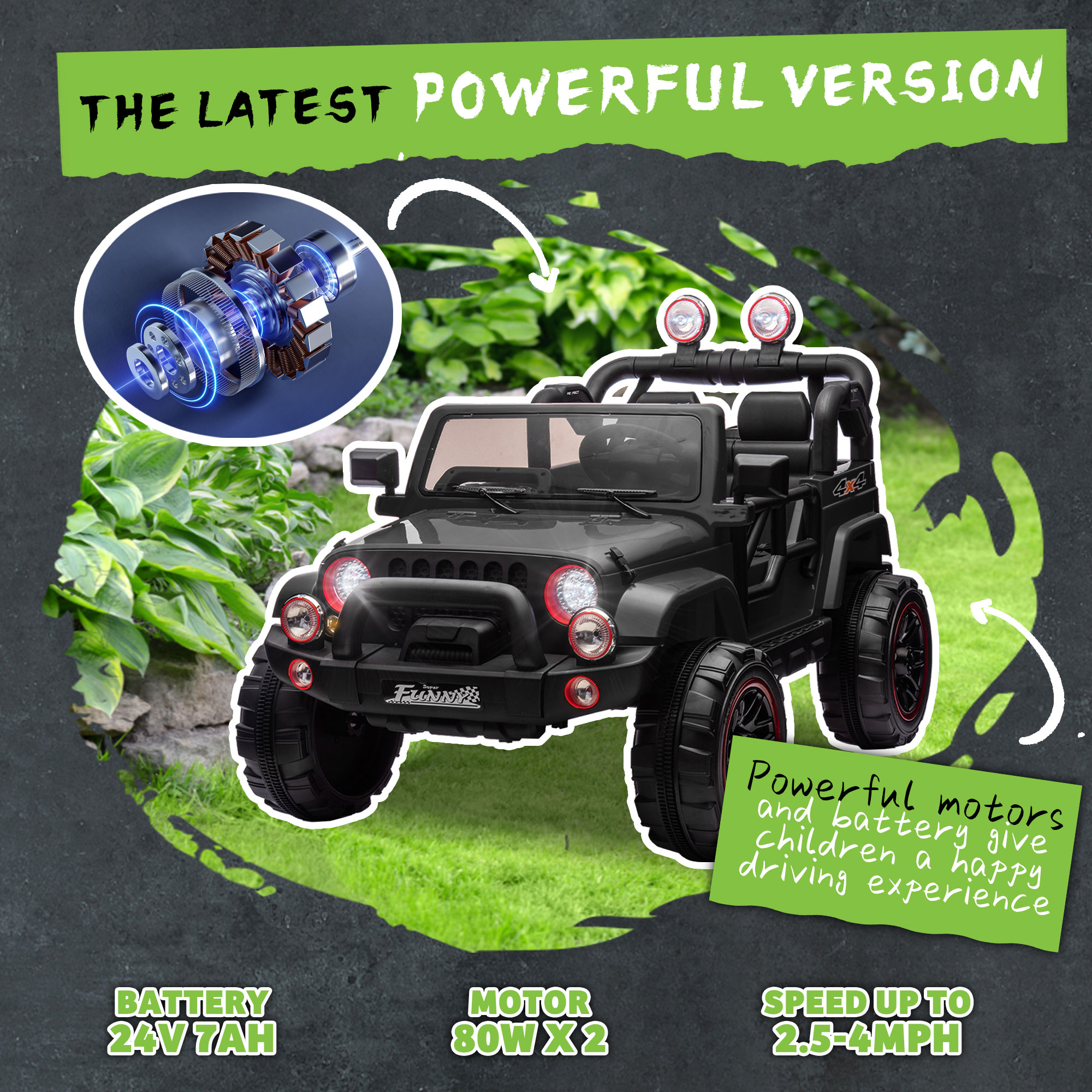 Kids Electric Ride On Toy 24V  - Kids Outdoor Ride On のレビューと価格