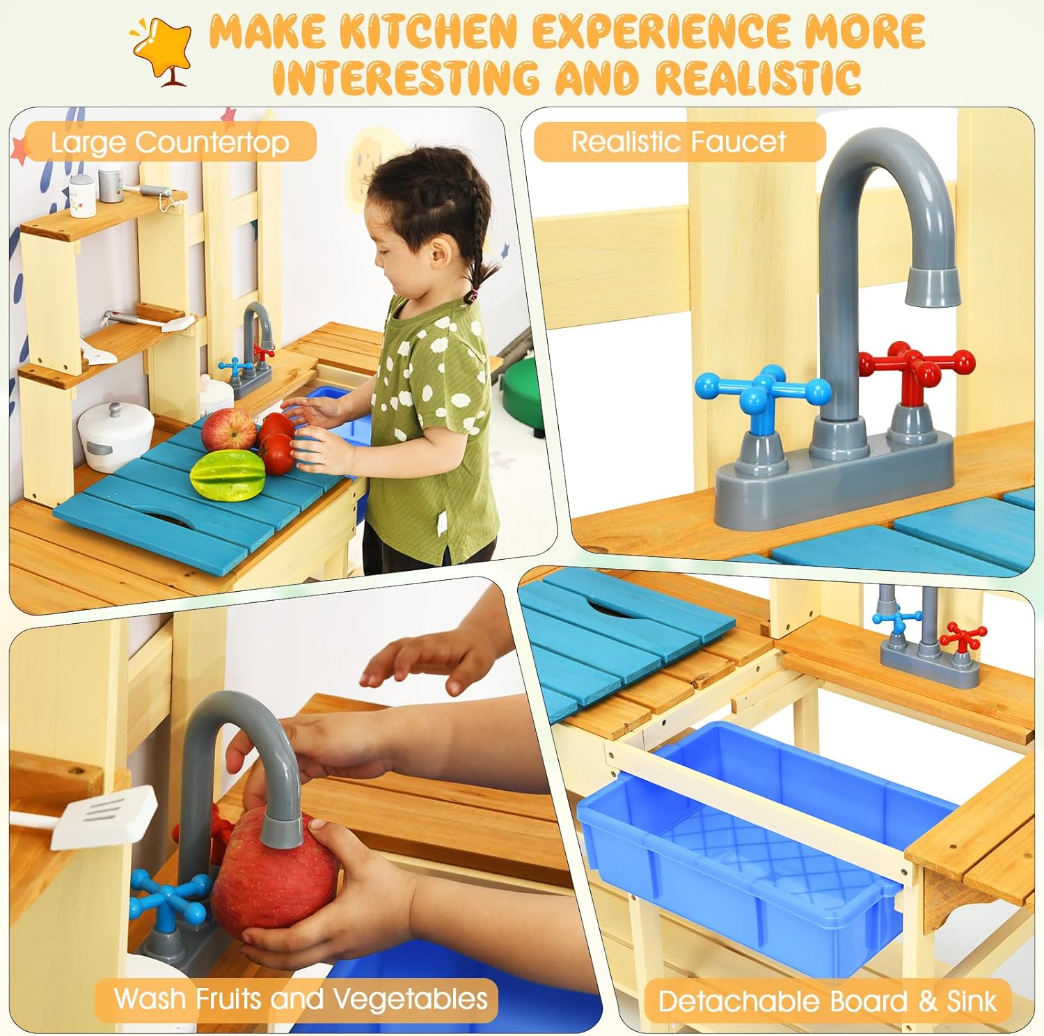 Kids Mud Kitchen Playset, Indo - Kids Outdoor Sink のレビューと価格