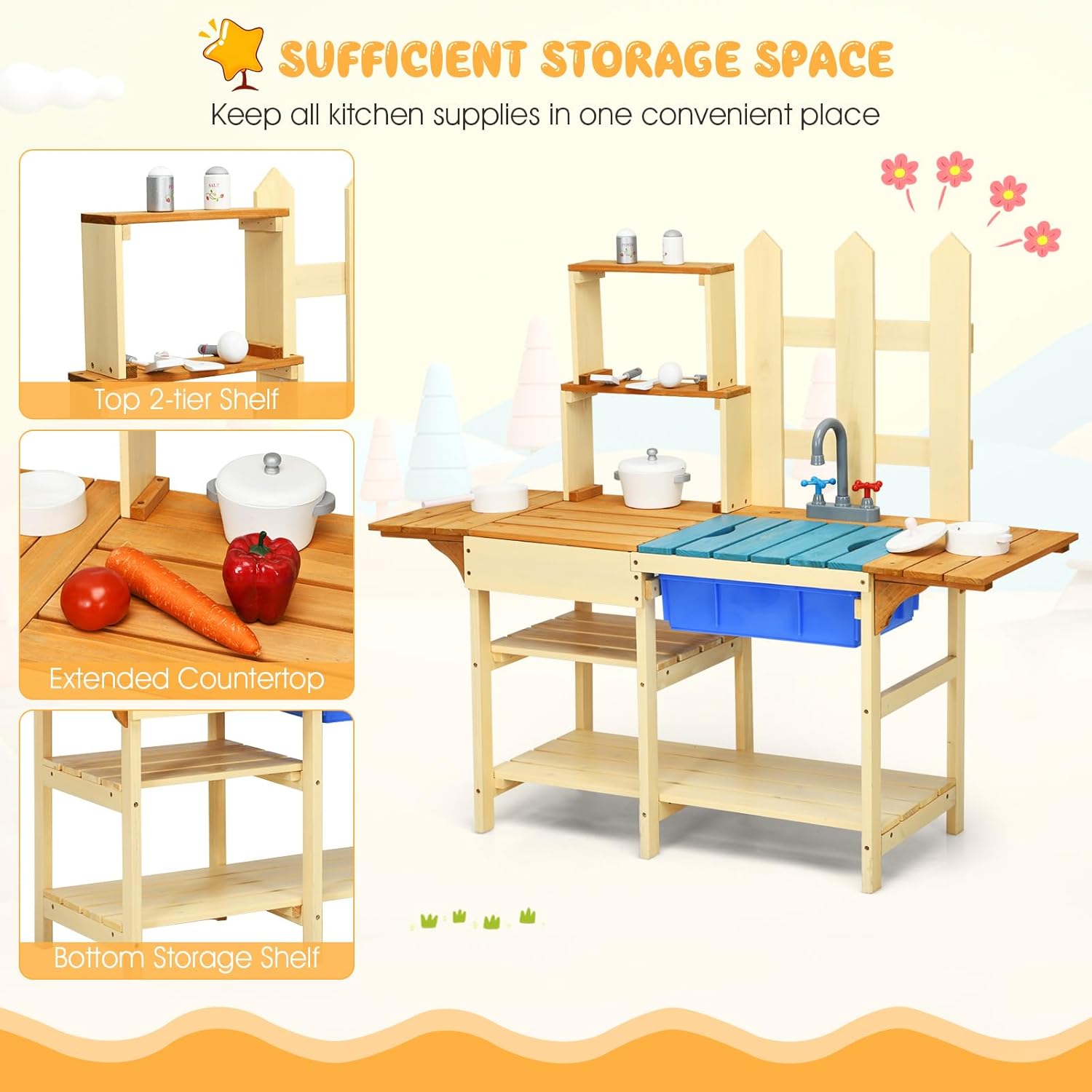 Kids Mud Kitchen Playset, Indo - Kids Outdoor Sink のレビューと価格