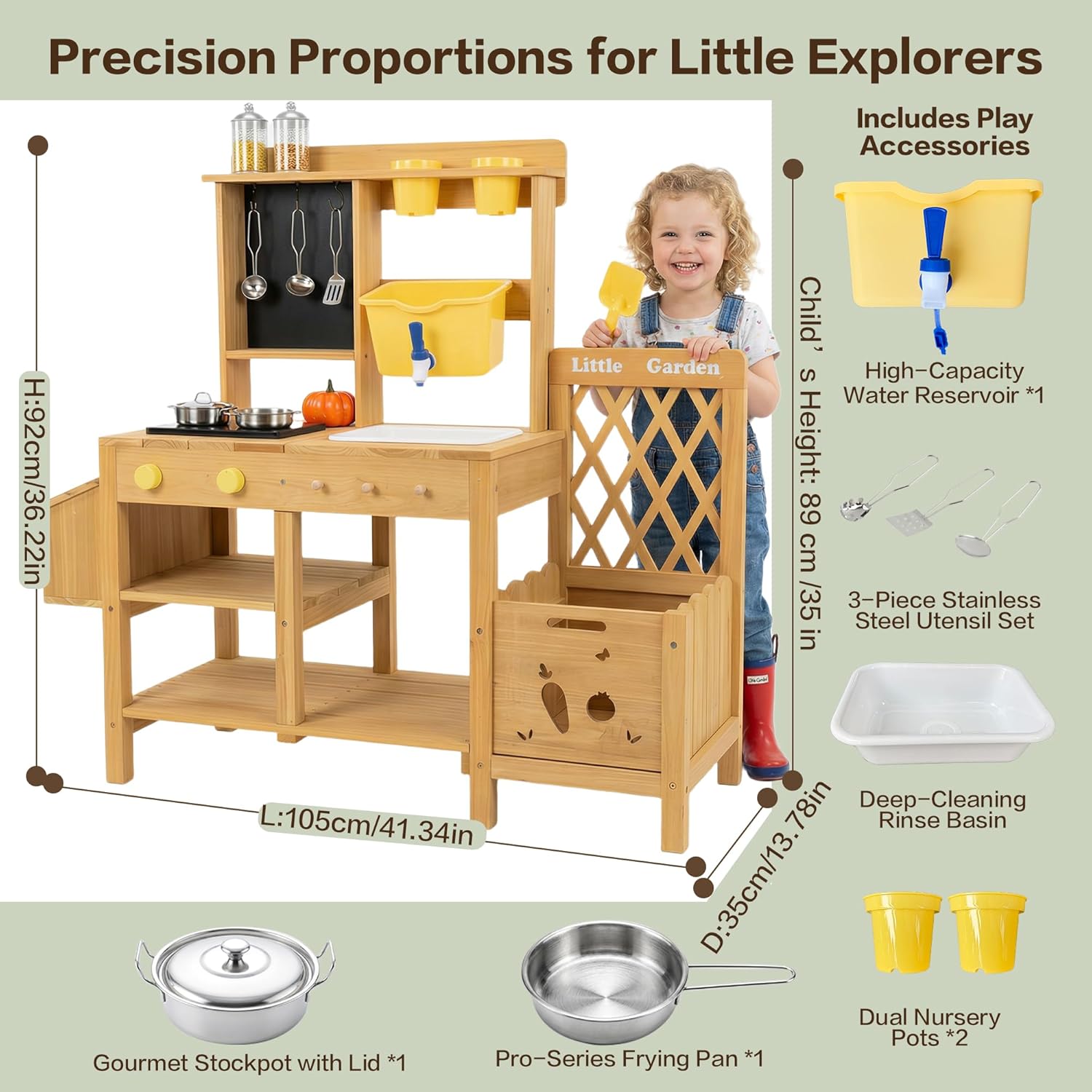 Wooden Mud Kitchen for Kids, O - Kids Outdoor Water Table のレビューと価格