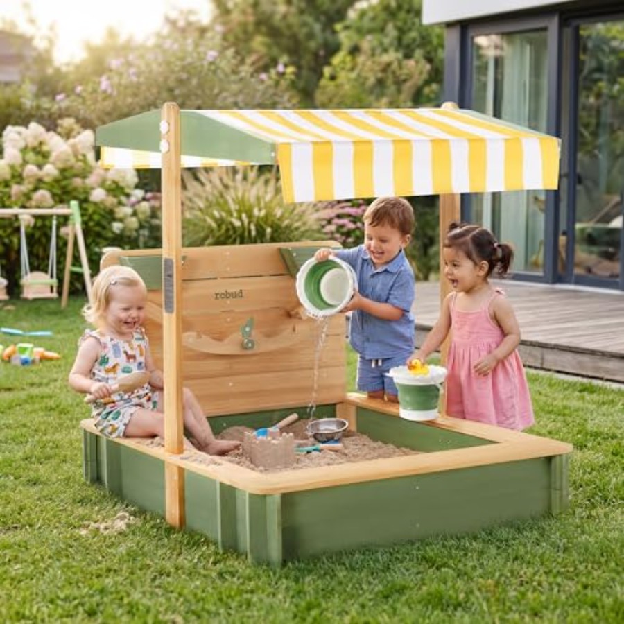 Outdoor sandbox for kids: wood - Kids Outdoor Seating のレビューと価格