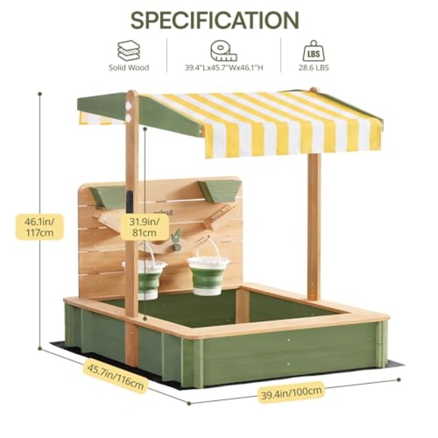 Outdoor sandbox for kids: wood - Kids Outdoor Seating のレビューと価格