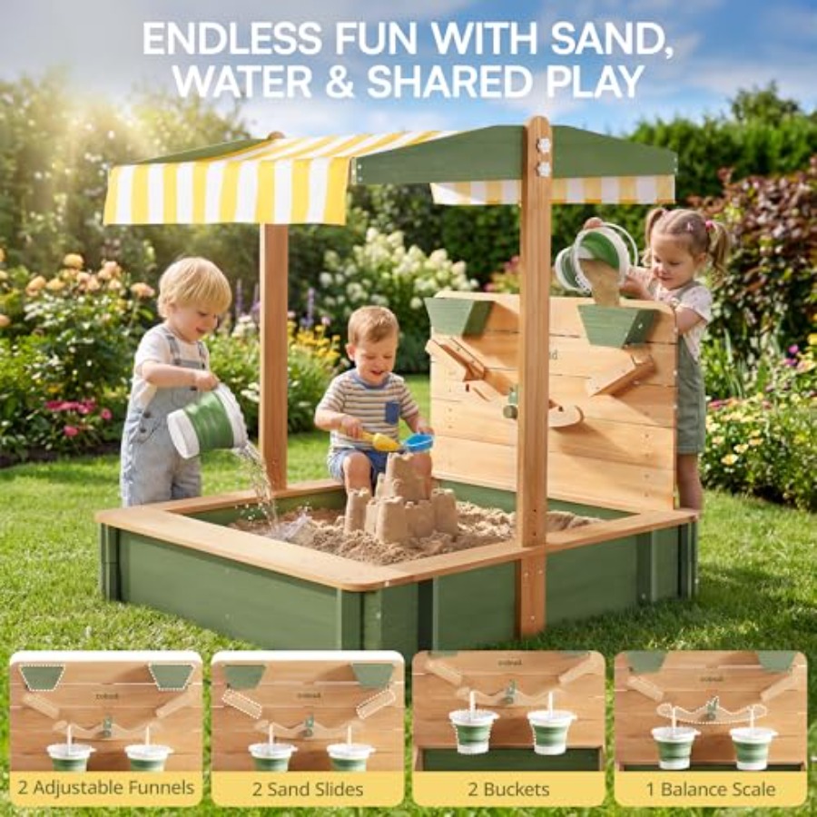 Outdoor sandbox for kids: wood - Kids Outdoor Seating のレビューと価格