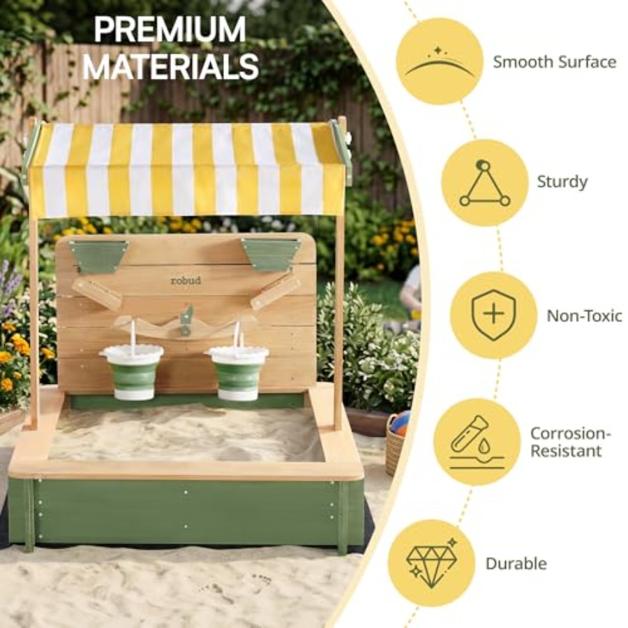 Outdoor sandbox for kids: wood - Kids Outdoor Seating のレビューと価格