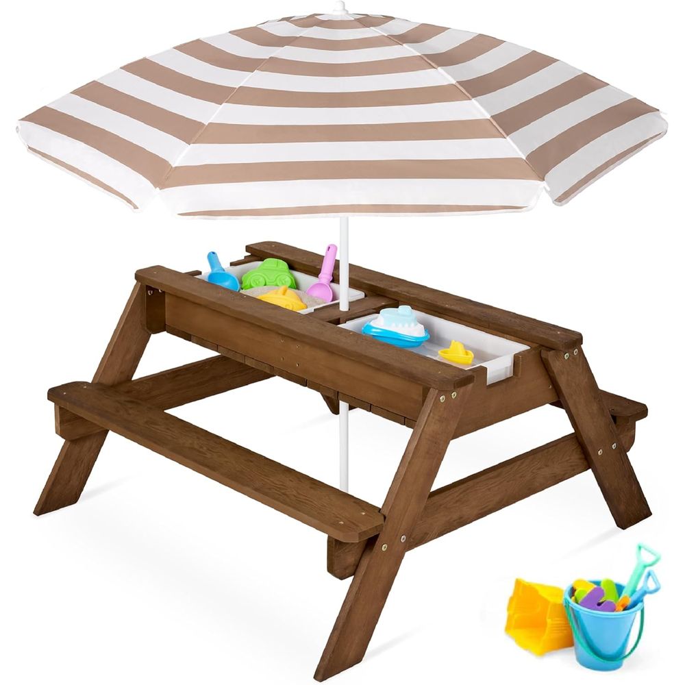 Kids Picnic Table with Umbrell - Kids Outdoor Water Table のレビューと価格