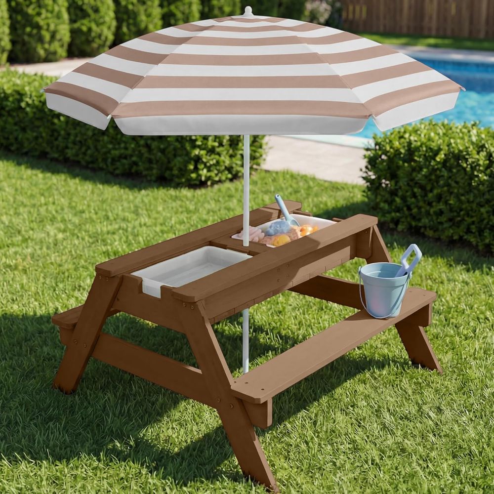 Kids Picnic Table with Umbrell - Kids Outdoor Water Table のレビューと価格