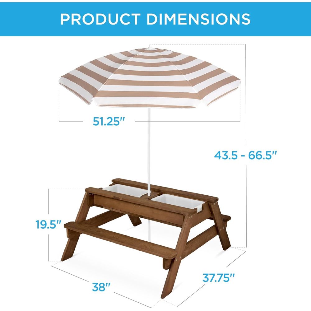 Kids Picnic Table with Umbrell - Kids Outdoor Water Table のレビューと価格