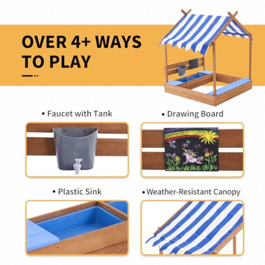 Backyard sandbox with roof for - Kids Outdoor Sink のレビューと価格