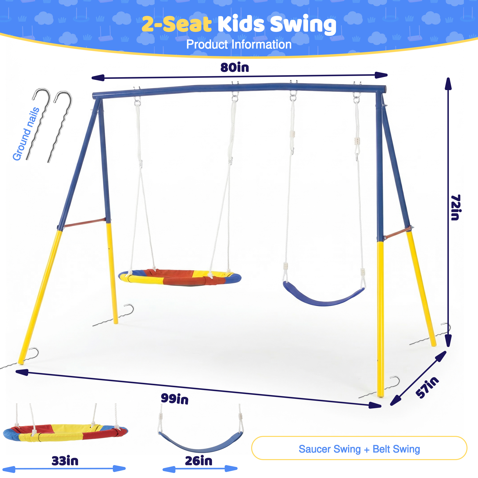 Outdoor Swing Set with Backyar - Kids Outdoor Activity Set のレビューと価格