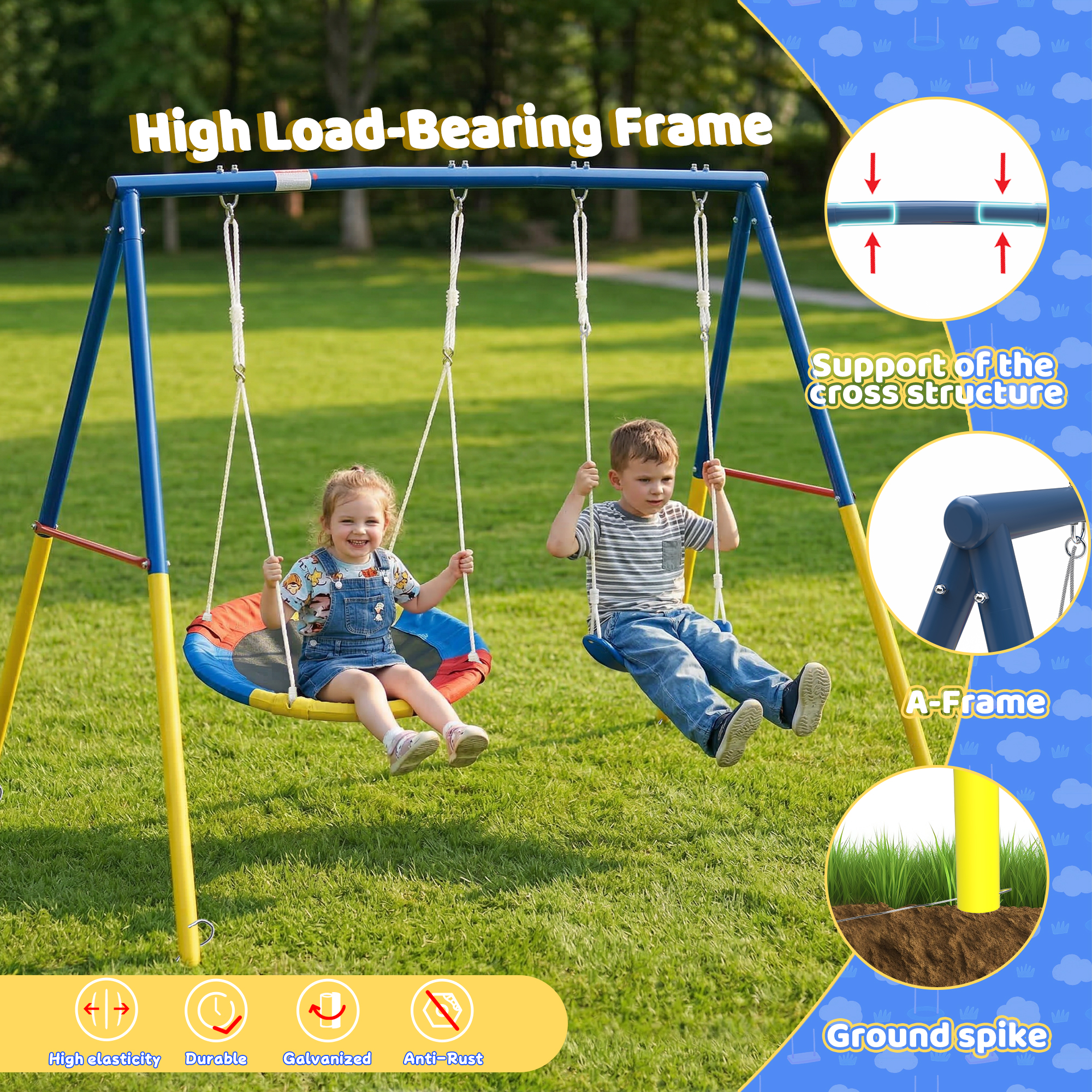 Outdoor Swing Set with Backyar - Kids Outdoor Activity Set のレビューと価格