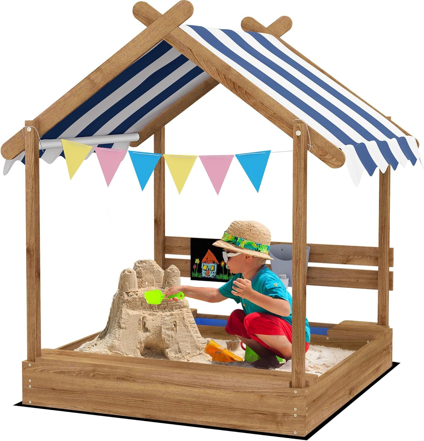 Wooden Sandbox with Canopy, Ki - Kids Outdoor Sink のレビューと価格