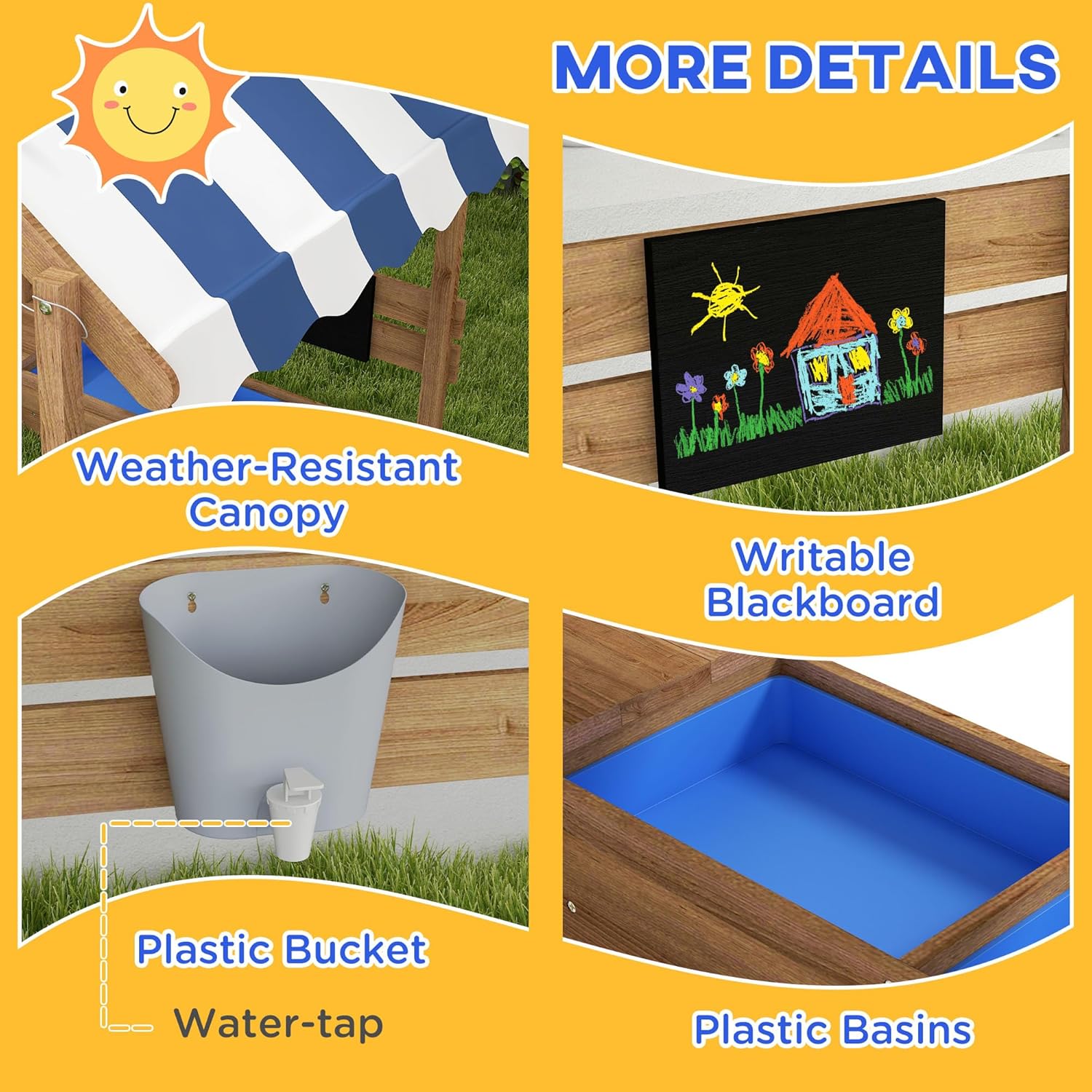Wooden Sandbox with Canopy, Ki - Kids Outdoor Sink のレビューと価格