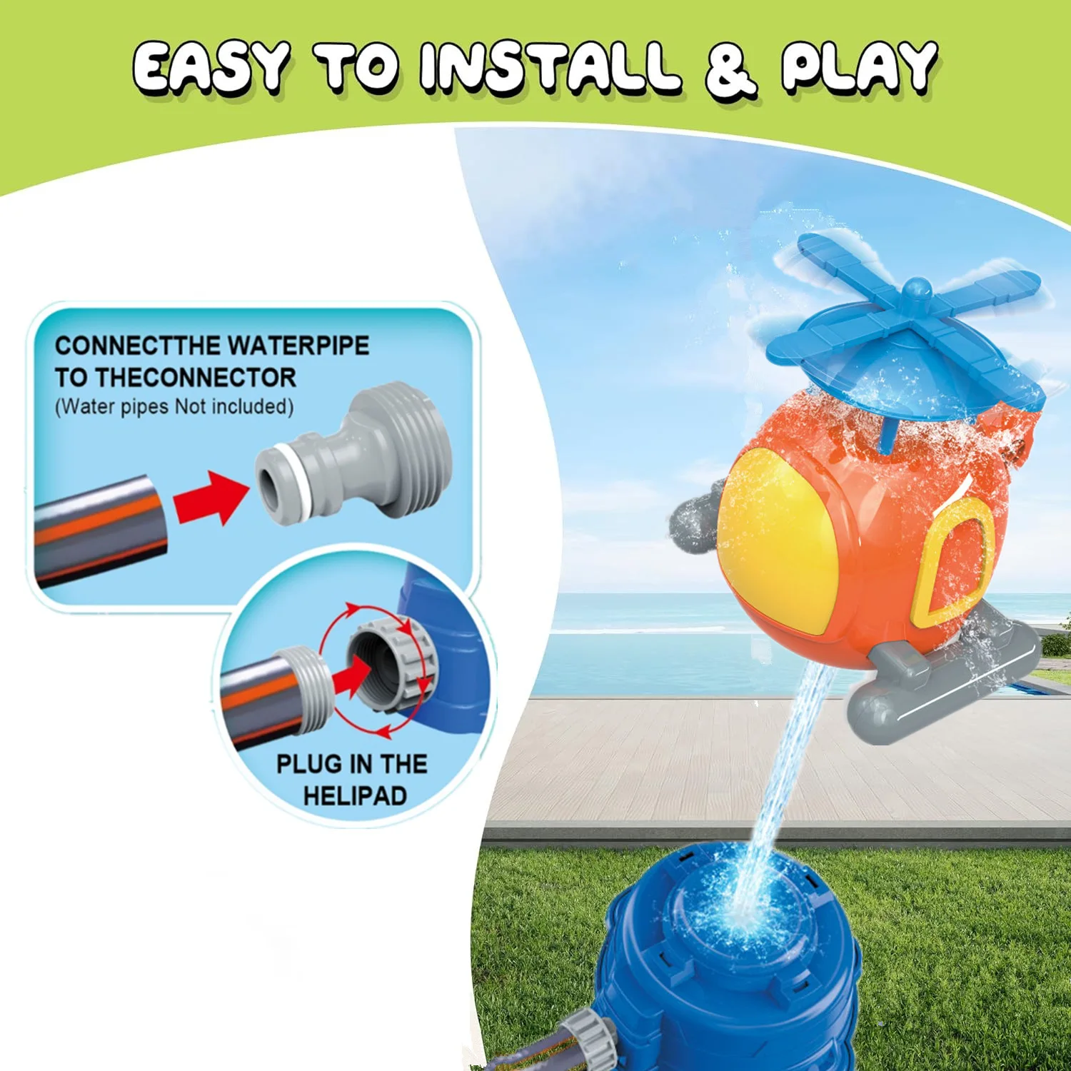 Helicopter Sprinkler Water Toy - Kids Outdoor Yard Tools のレビューと価格